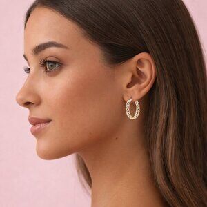 NWOT-  925 Sterling Silver Greek Key Hoop Earrings – Never Worn! 🍷